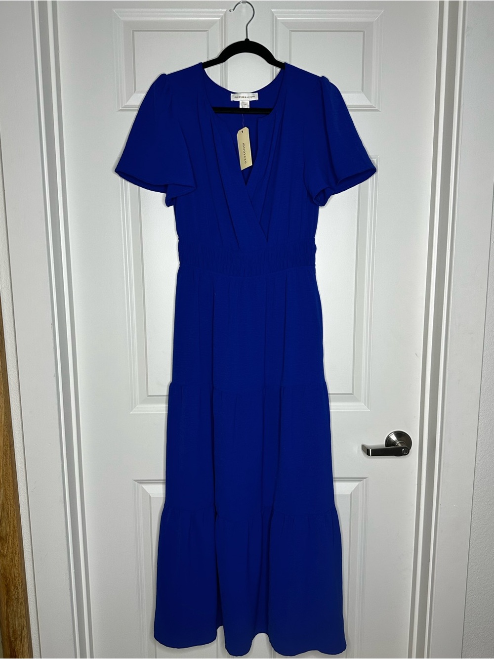 Monteau Cobalt Blue Maxi Dress with Flutter Sleeves - Picture 10 of 10